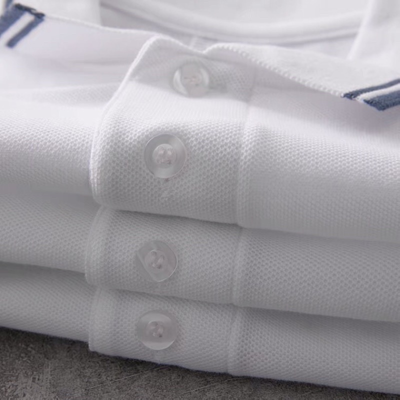 🍒 Áo sơ mi polo đôi nam nữ Đồ đôi nam nữ giản dị ngắn tay màu trắng phong cách khuôn viên thuần túy (Ảnh thật) 🍒