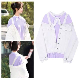 Áo khoác Denim trễ vai thời trang mùa thu 2019