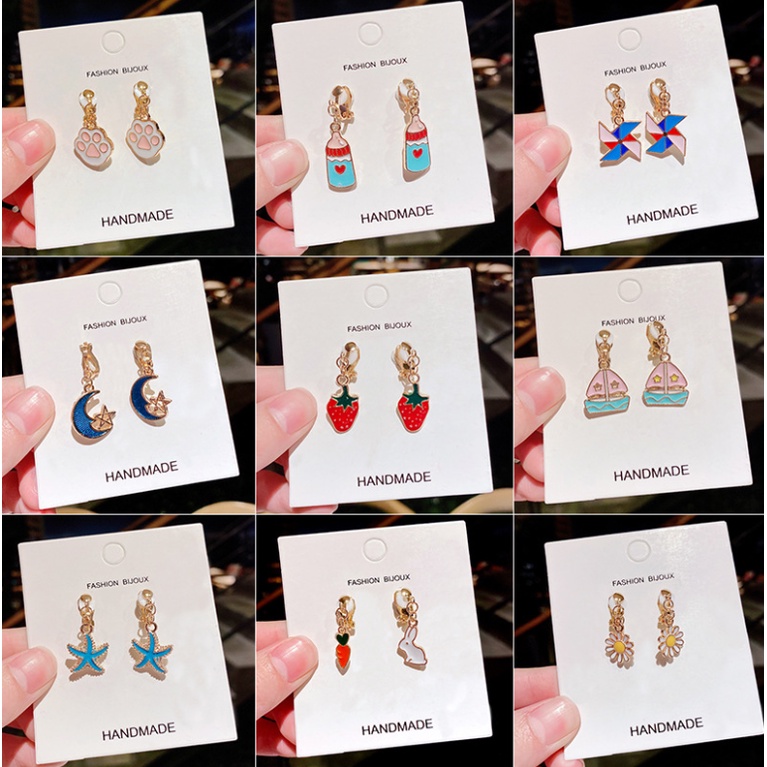 Khuyên tai cho bé kẹp KHÔNG CẦN BẤM LỖ TAI hình dáng Cartoon siêu xinh