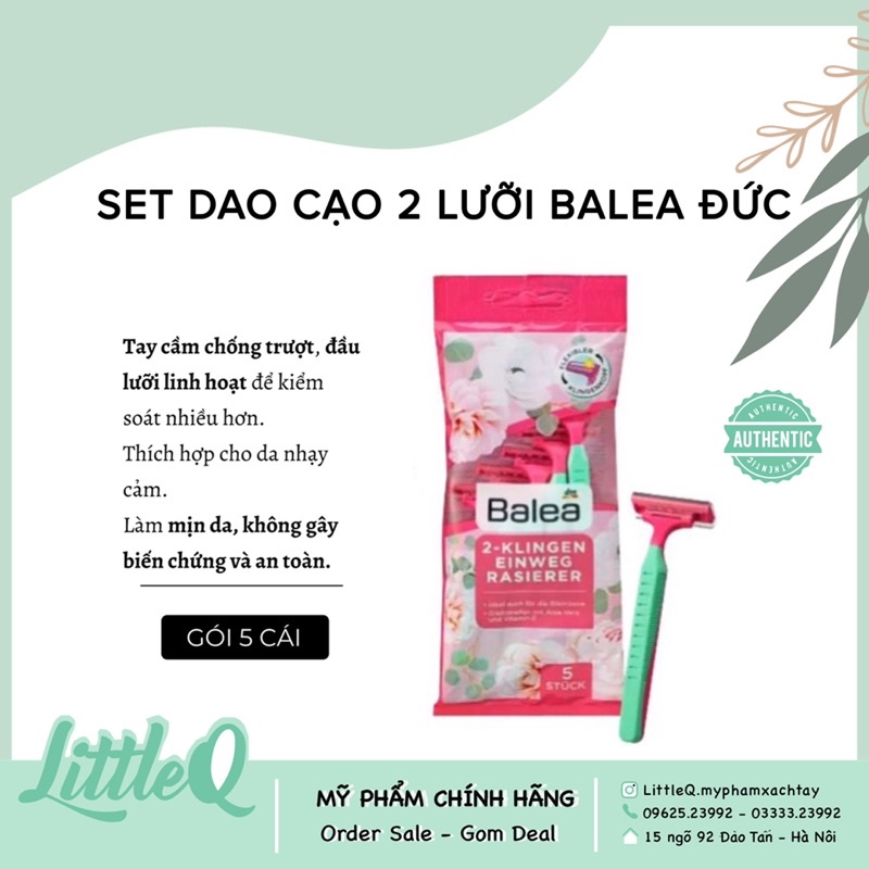 (SET 5c) Dao cạo lông BALEA 2 lưỡi cho nữ - nội địa Đức