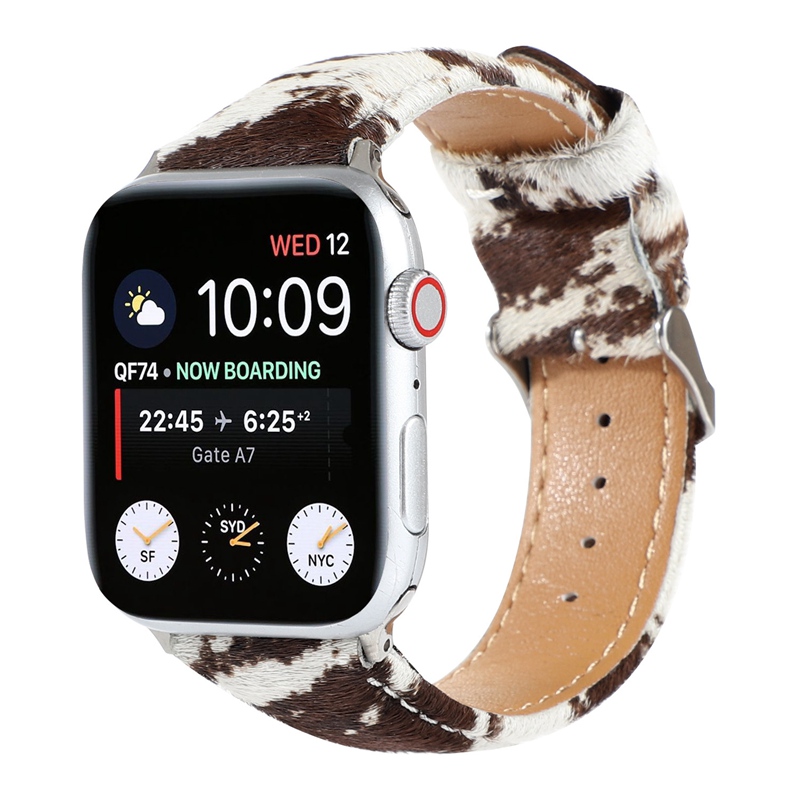 Dây Đeo Bằng Da Họa Tiết Da Báo Chất Lượng Cao 38mm / 40mm / 42mm / 44mm Cho Apple Watch