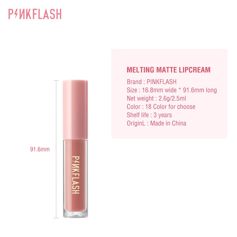 Son môi PINKFLASH dòng OhMyKiss dưỡng ẩm chống thấm nước lâu trôi 18 màu tùy chọn 24g