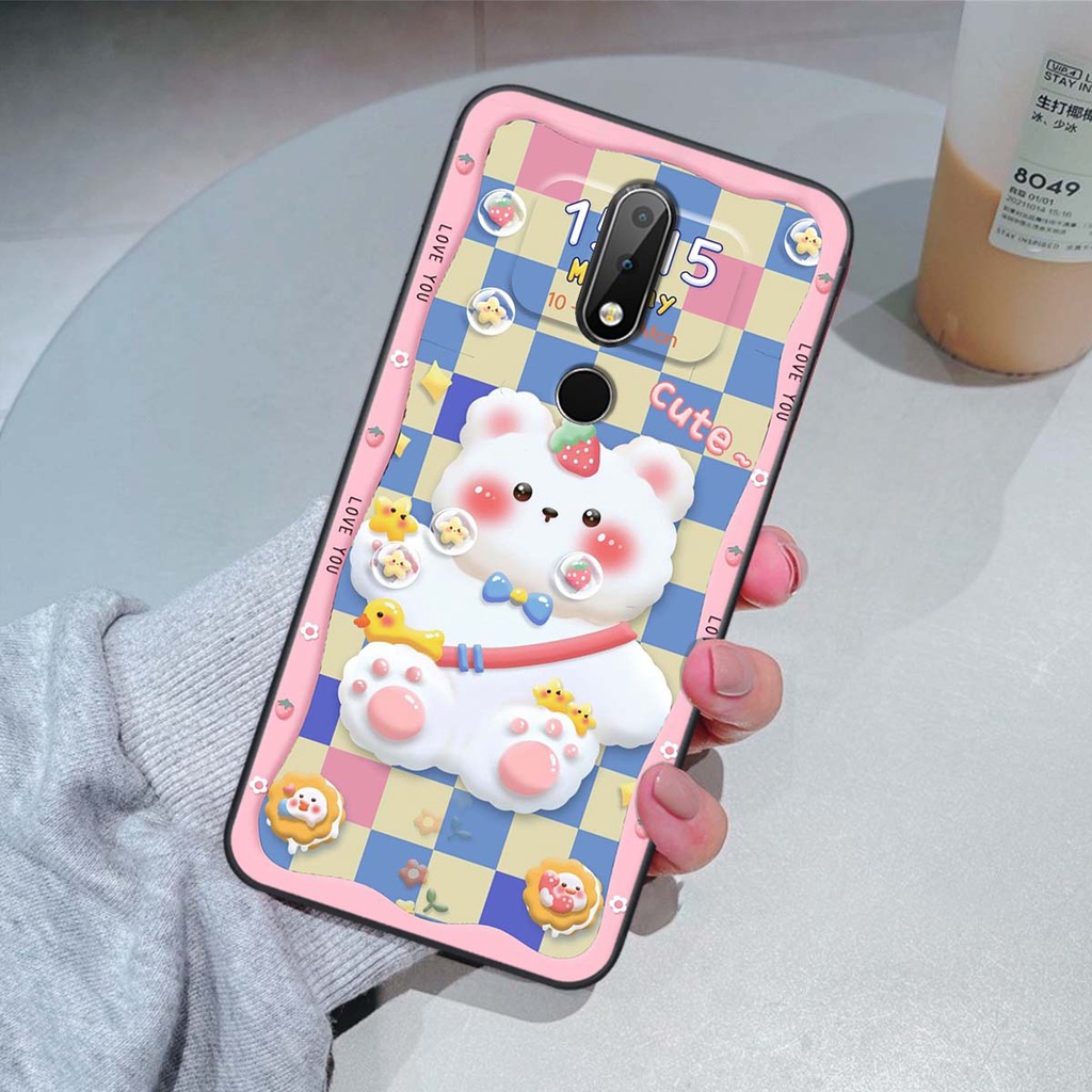 Ốp lưng Nokia 7.1 / 7.1 Plus / X5 / X6 in hình gấu cute,bò sữa 3D cute dễ thương bảo vệ điện thoại.