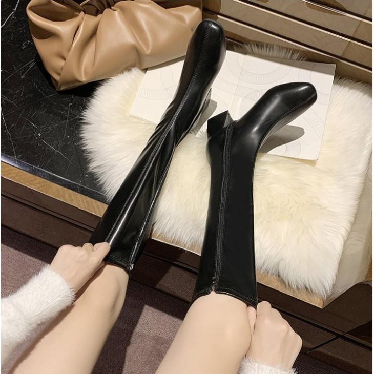 Bốt dài nữ da Hàn Quốc khoá kéo cao cấp sang trọng A37