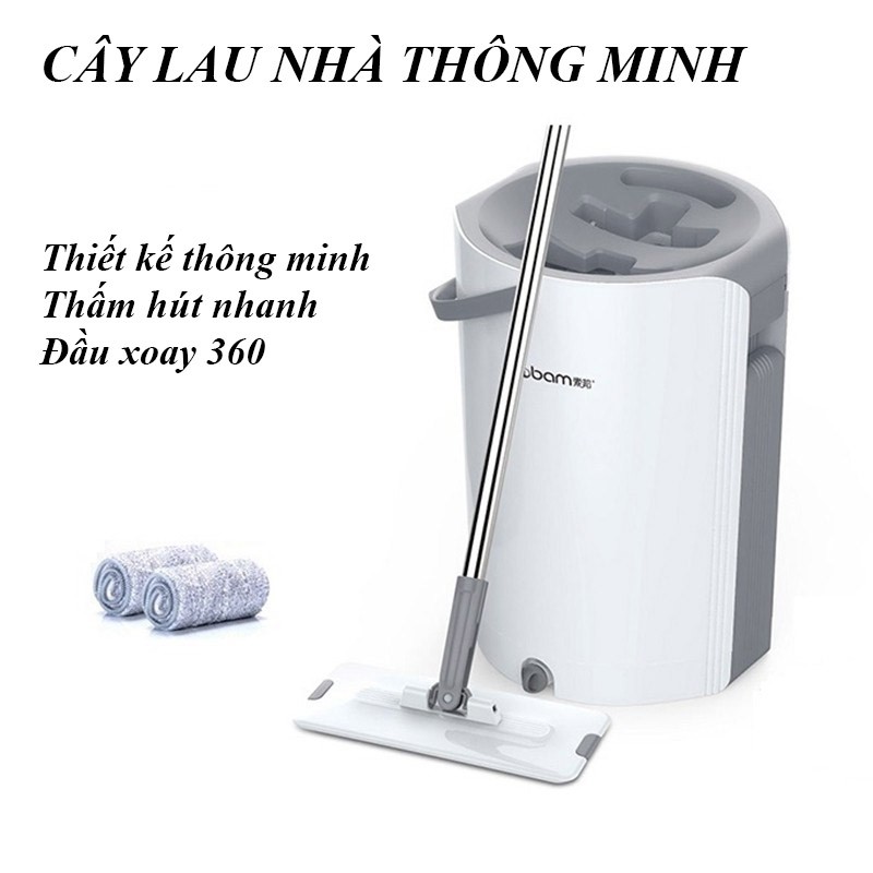 Cây Lau Nhà Tự Vắt 360 Độ Bộ Lau Nhà Thông Minh Kèm Thùng Vắt 2 Ngăn TB110