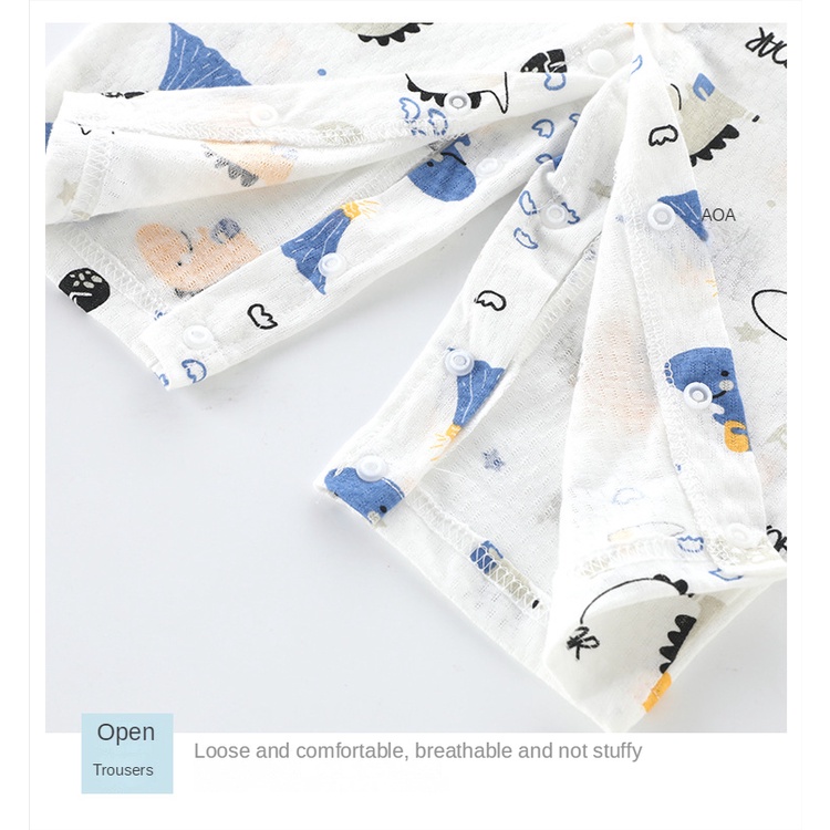 Áo Liền Quần Tay Dài Chất Liệu Cotton Mỏng In Họa Tiết Hoạt Hình Xinh Xắn Cho Bé Từ 0-18