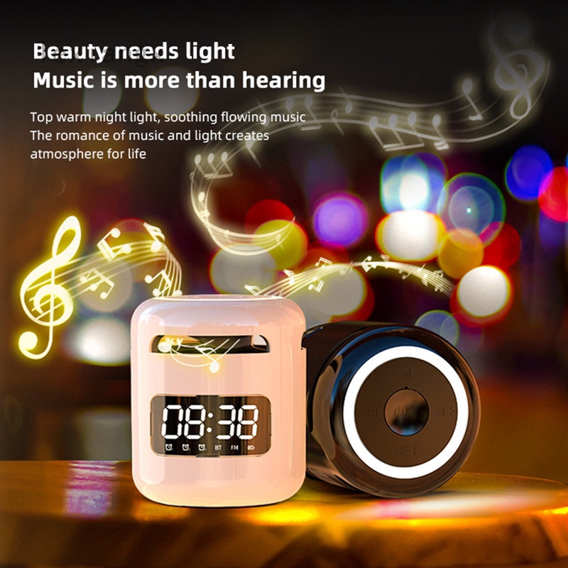 Loa Bluetooth Không Dây Mini Âm Thanh Siêu Trầm Kiêm Đồng Hồ Báo Thức/Thẻ Nhớ/Điện Thoại Máy Tính