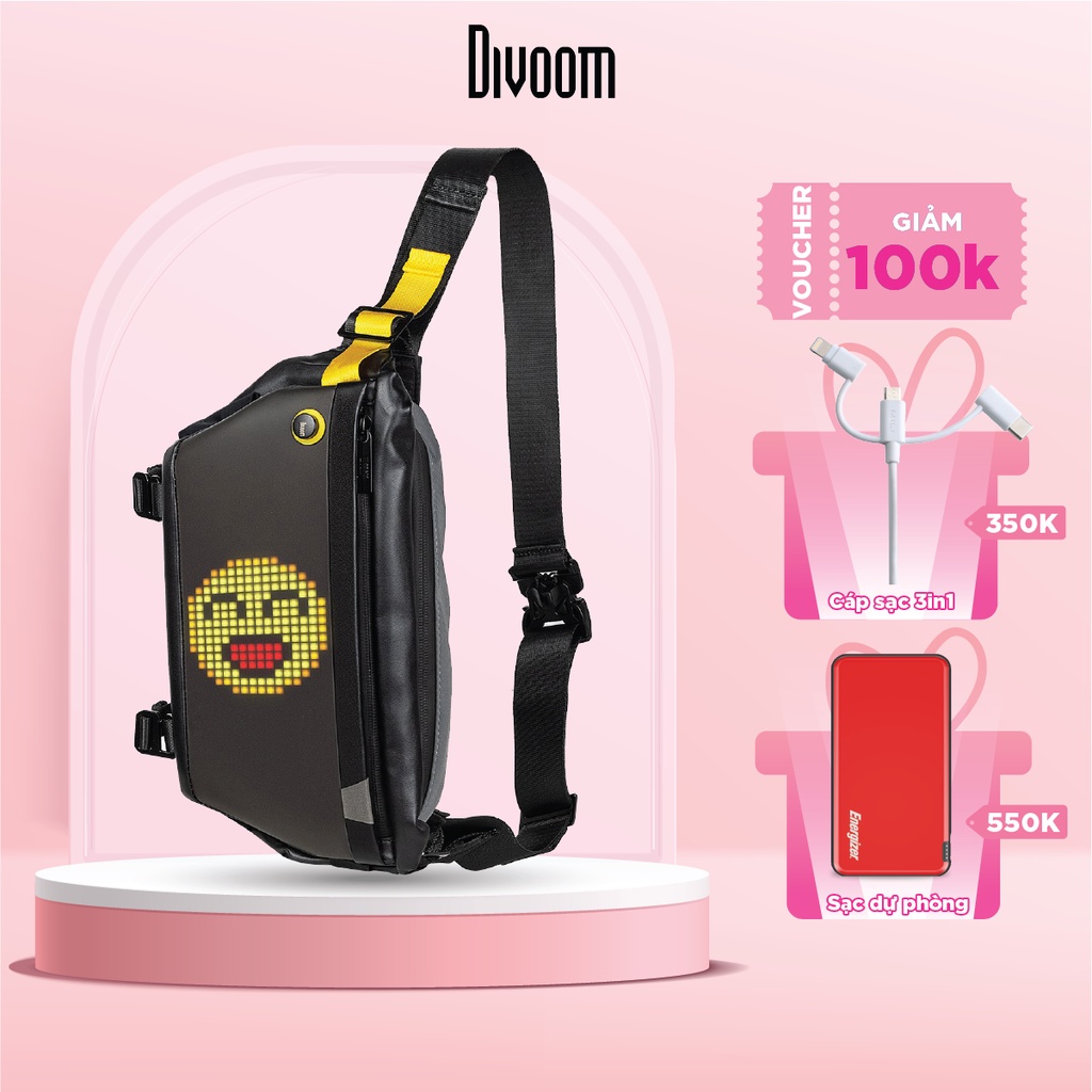 Túi đeo chéo Divoom Pixoo Slingbag hiển thị màn hình Led, tích hợp app Divoom