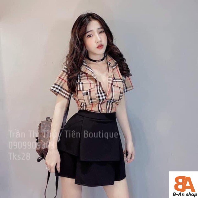 [Mã FASHIONT4WA2 giảm 10K đơn 50K] HOT Áo sơ mi nữ kẻ sọc caro chất vải Kate siêu đẹp luôn các nàng ơi