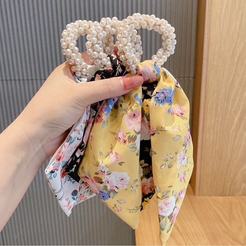 Dây Cột Tóc Mỏng Đính Ngọc Trai Hoa Mới Cho Nữ