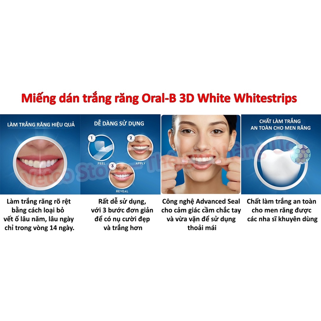 Miếng dán tẩy trắng răng Oral­B 3D White Whitestrips
