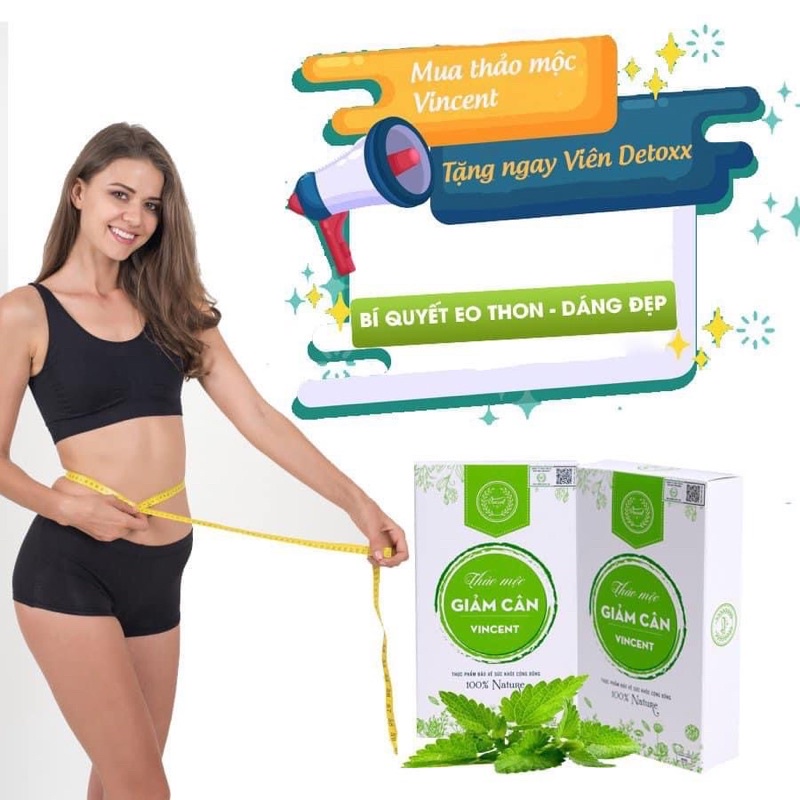 Giảm cân VINCENT liệu trình 15 ngày tặng ngay 10 viên detox mỡ bụng hỗ trợ giảm từ 1-3kg an toàn, hiệu quả