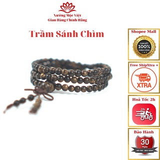 Vòng Tay Trầm Hương 108 Hạt 4mm Trầm Sánh Chìm Xưởng Mộc Việt - Dành Cho Nam Nữ