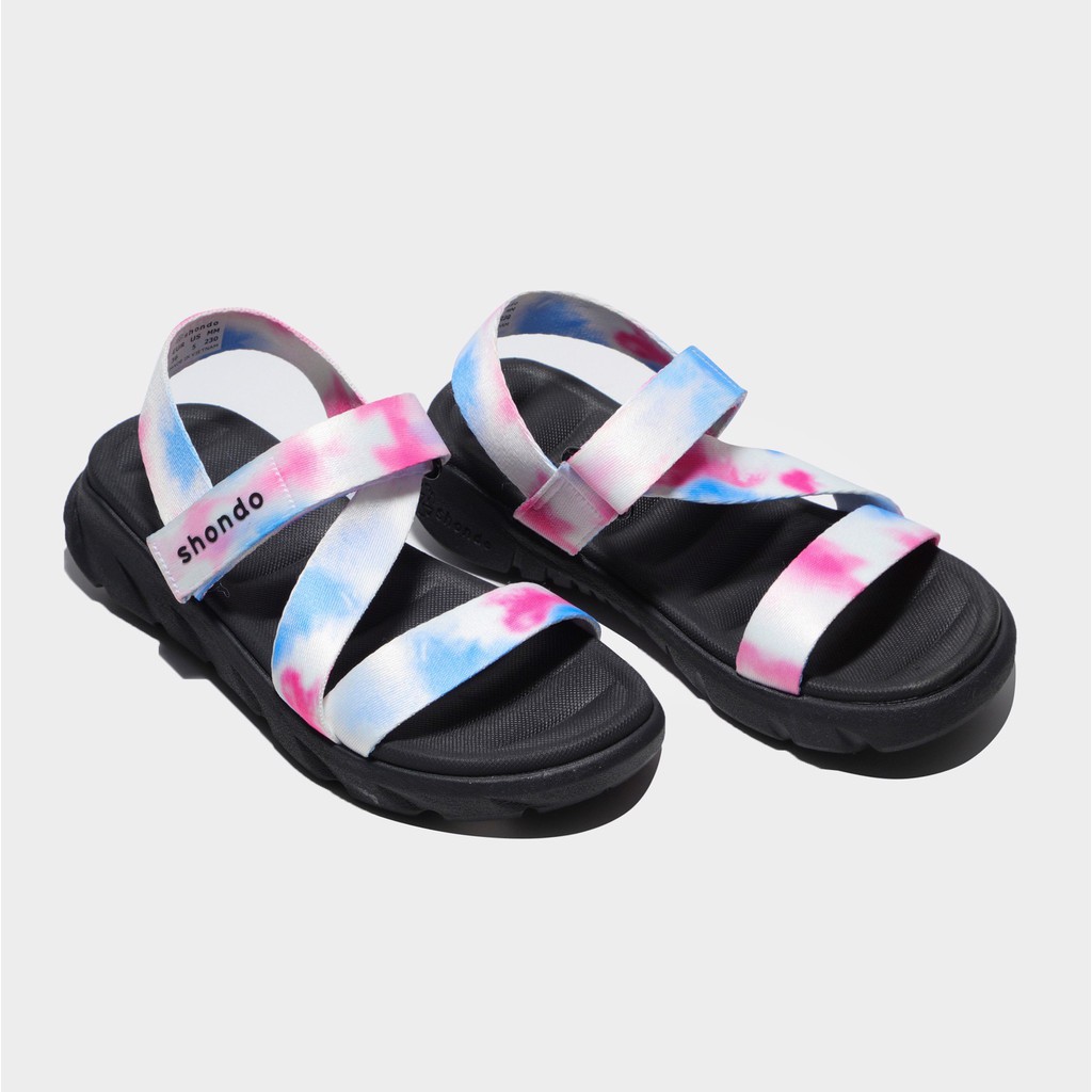 Giày sandal nữ SHONDO Ombre Sport đế đen quai cầu vồng đi học, đi chơi [HÀNG CHÍNH HÃNG]