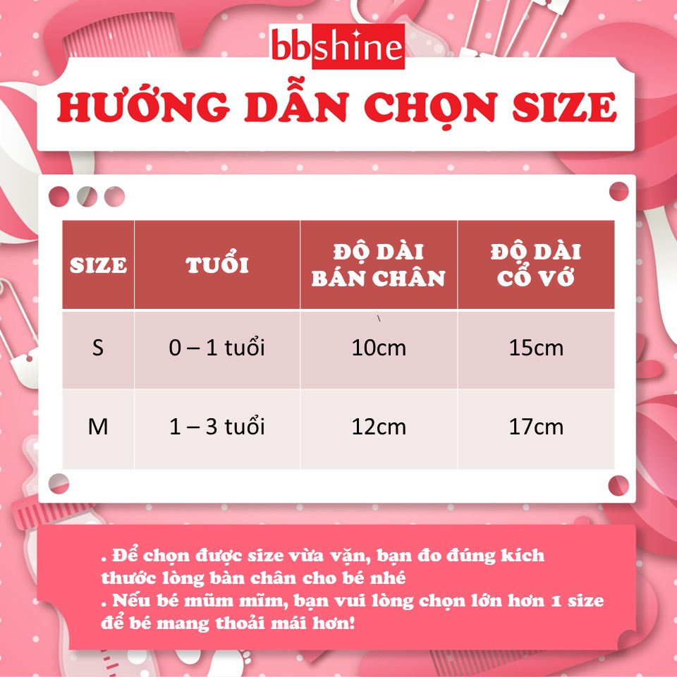 Tất vớ lưới cổ cao chống muỗi cho bé 0-3 tuổi chất cotton chống trơn trượt hình thú phối màu sắc đáng yêu BBShine - T018