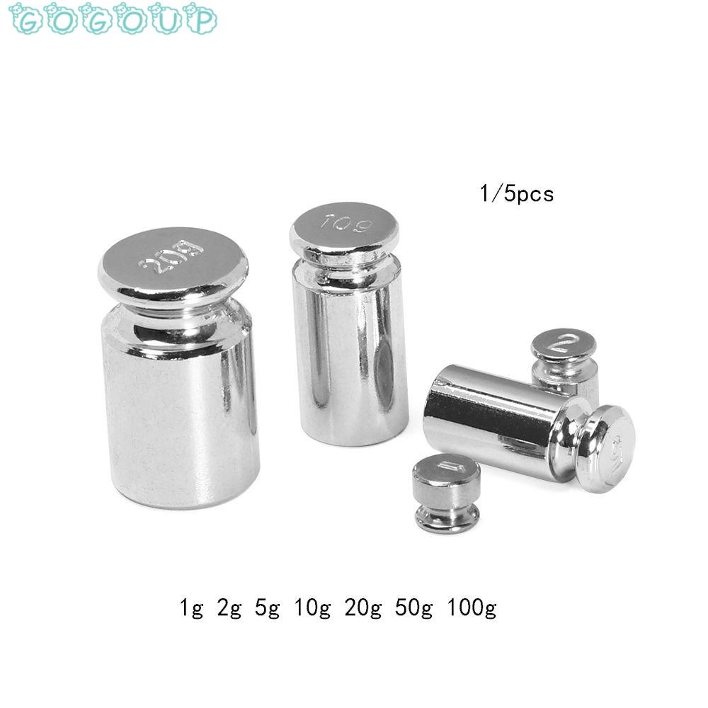 GOGOUP 1/5pcs Hot Sale Accurate Calibration Set For Home Tool Chrome Plating Scale Weights Sets High quality 1g/2g/5g/10g/20g/50g/100g Grams Correction Tool Weight Measurement Weighing Scales