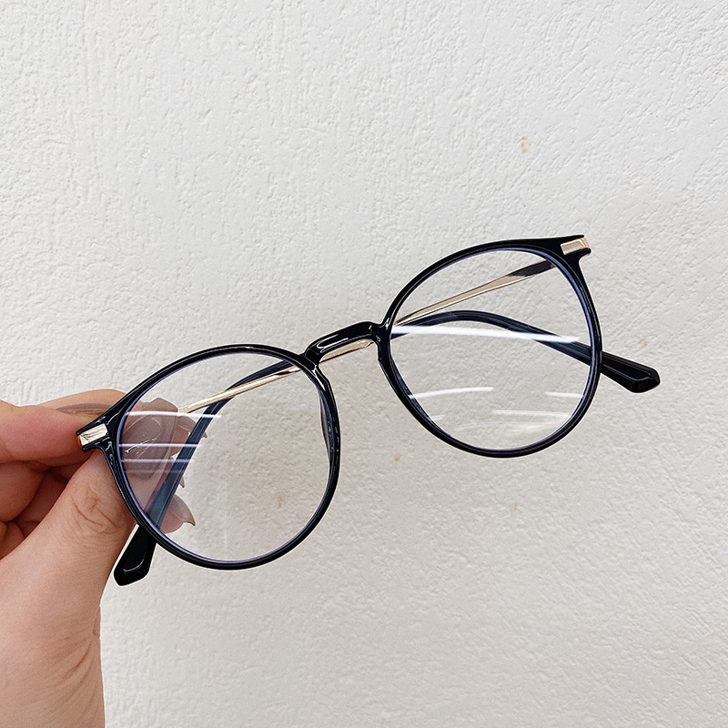 Mắt kính VIENDO gọng tròn tròng đổi màu trong suốt chống ánh sáng xanh thời trang có cắt kính cận theo yêu cầu