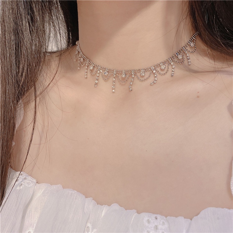 Vòng Cổ choker Ngắn Đính Tua Rua Phong Cách Hàn Quốc Dành Cho Nữ
