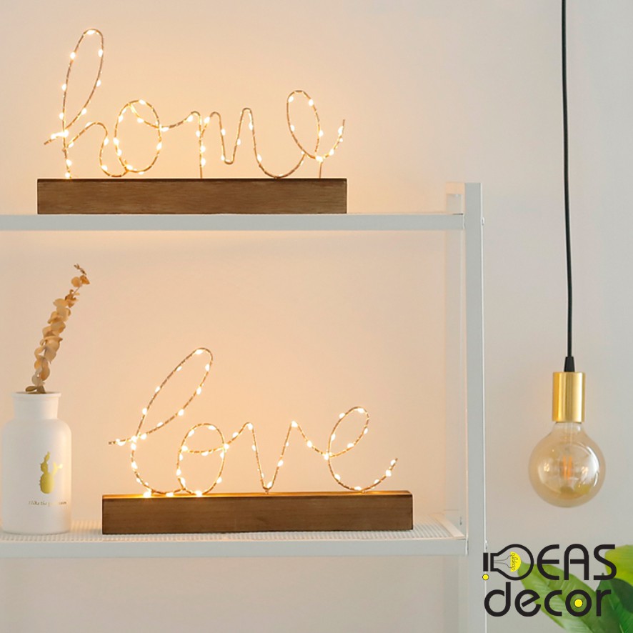 Đèn LED mô hình chữ HOME chữ LOVE - đạo cụ chụp ảnh sản phẩm ins, phụ kiện trang trí nhà cửa - IdeasDecor