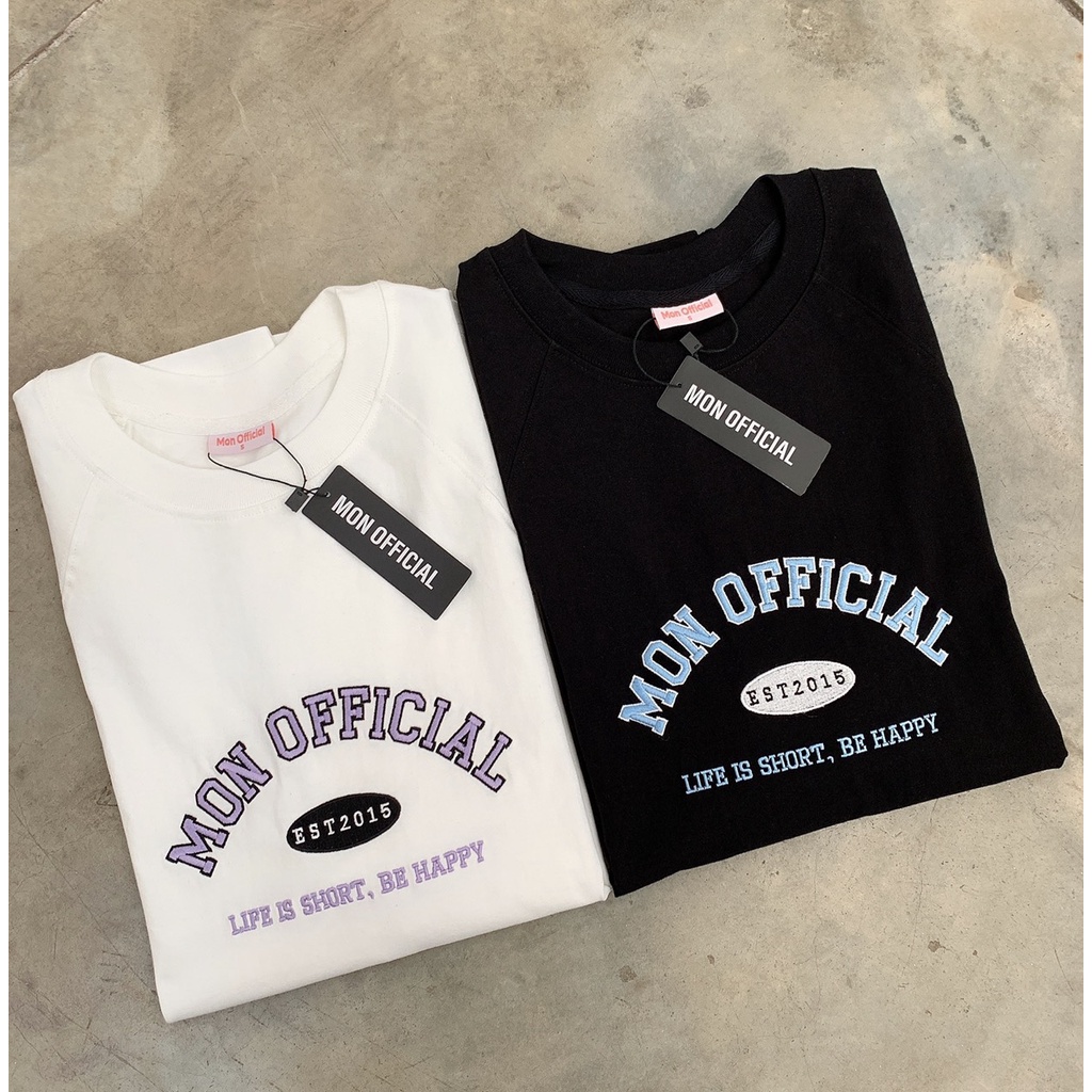 SS16 Áo thun nam nữ mềm mát, tee thêu MON OFFICIAL 3 màu có size
