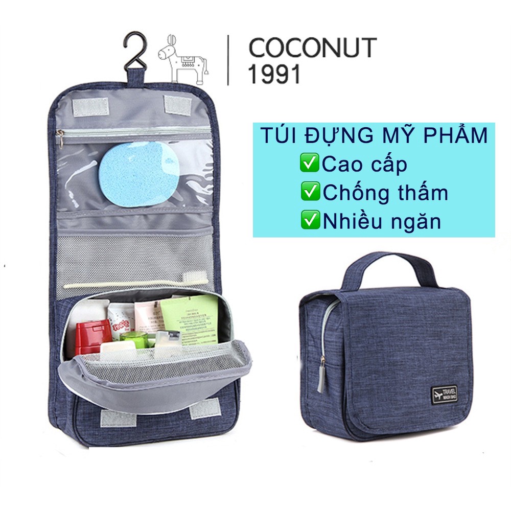 Túi đựng mỹ phẩm cao cấp có móc treo KAROLIN, túi chống thấm, nhiều ngăn tiện ích, túi phụ kiện du lịch