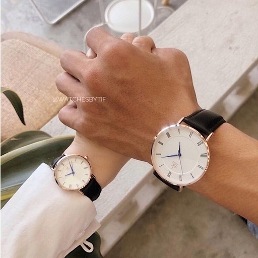 Đồng hồ cặp nam nữ dây da đen SHENGKE mặt la mã kim xanh đồng hồ đôi chính hãng đẹp Watchesbytif size 28mm &amp; size 40mm