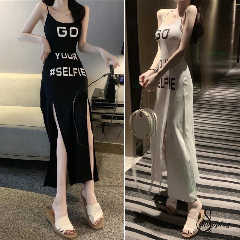 Đầm dây cộc tay xẻ tà quyến rũ cho nữ