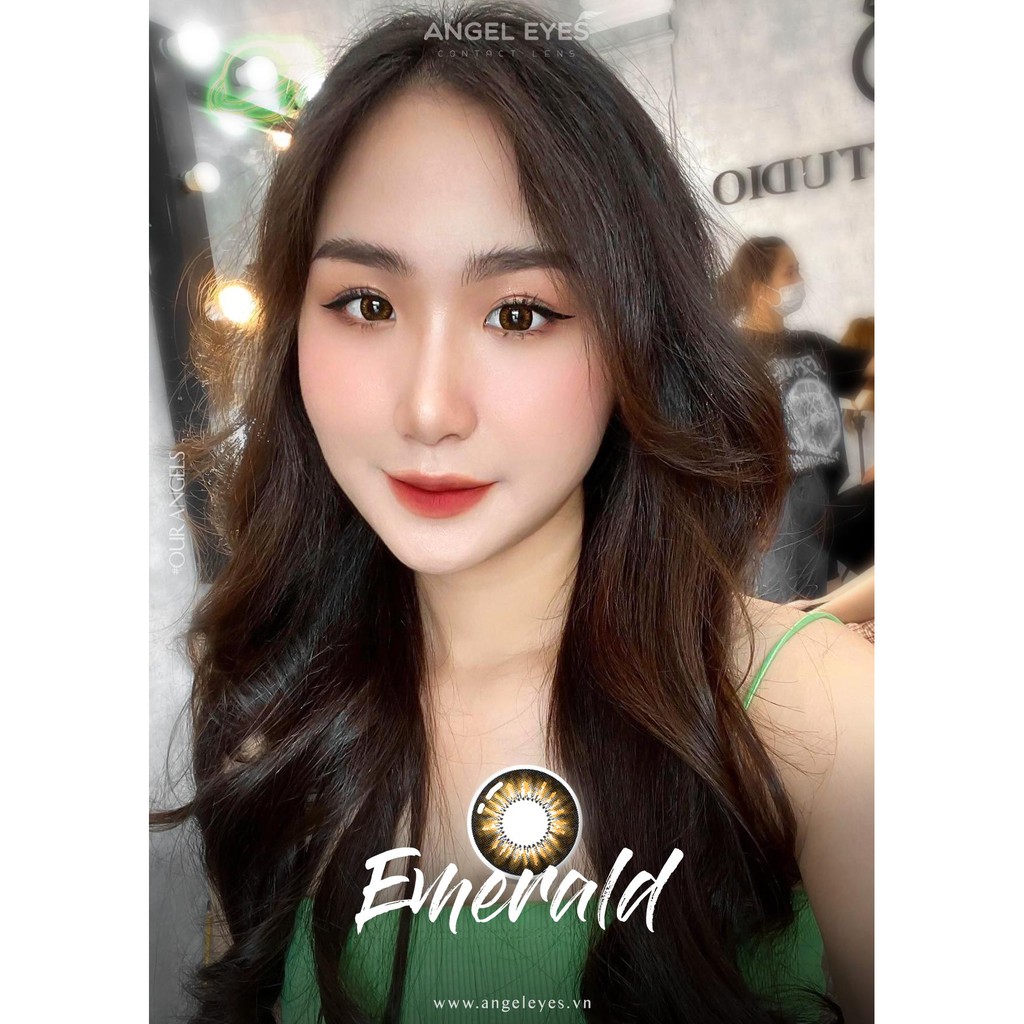 [NHẬP SRDEC130 GIẢM 20K] Lens màu nâu Emerald Brown (Cận 0-6) - Kính áp tròng Giãn nhỏ cho mắt nhảy cảm (GDia 14.0)