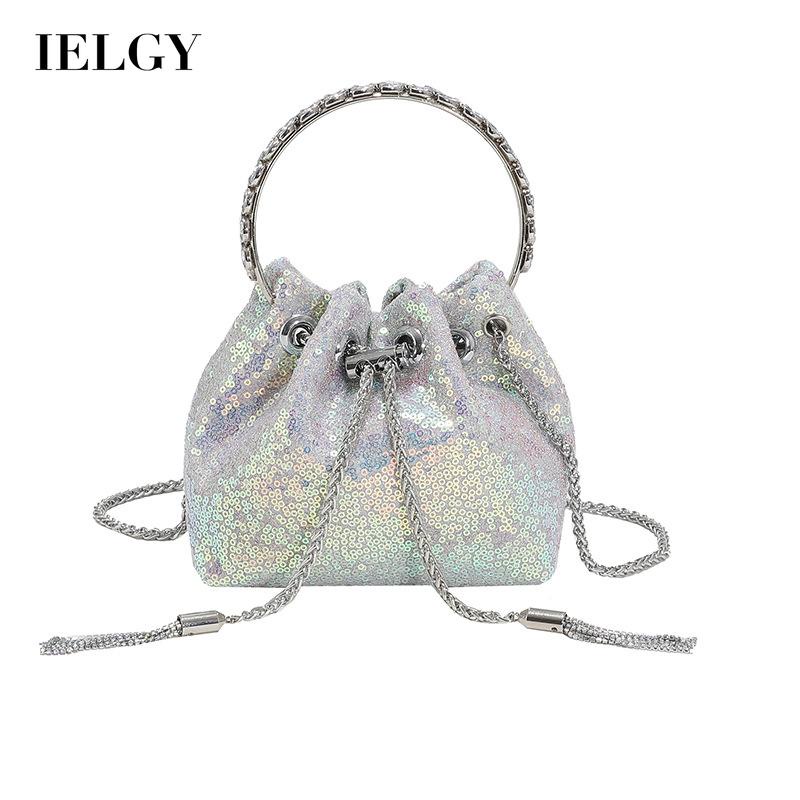 Túi đeo chéo mini IELGY đính sequin phối dây xích thời trang dành cho nữ