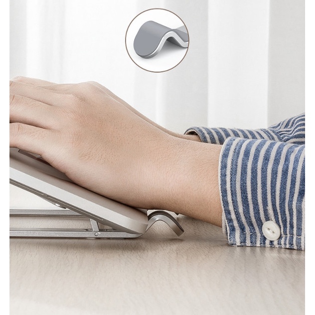 Giá đỡ laptop stand nhôm hỗ trợ tản nhiệt công thái học, có thể gấp gọn chỉnh độ cao để laptop ipad macbook surface D103
