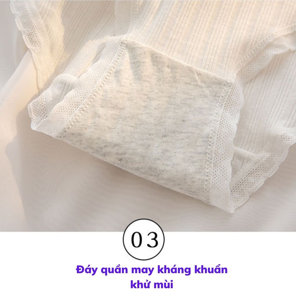 Quần lót nữ cotton ren viền tôn dáng gợi cảm, Quần chíp nữ đính nơ sexy quyến rũ họa tiết cute dễ thương JOCOSI L8035