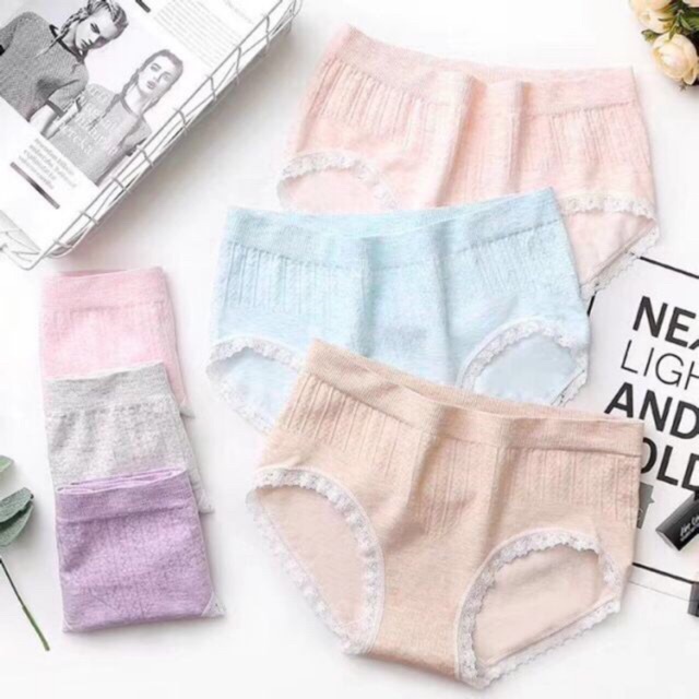 Quần lót nữ Cotton Dệt Kim - Quần Chip Nữ kháng khuẩn thoáng mát - Sét 5q Muối Tiêu