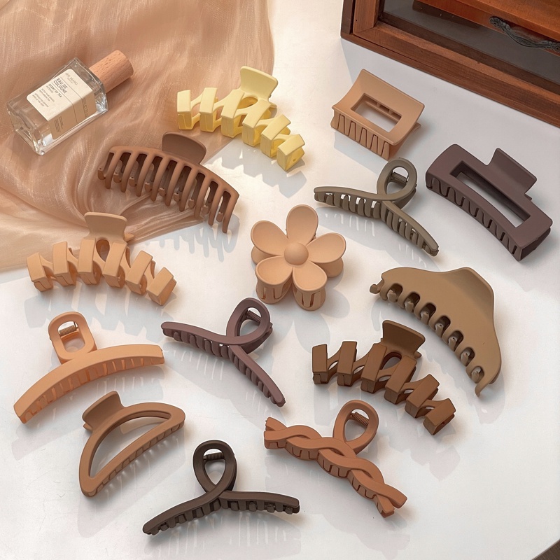 Bộ Kẹp Tóc Càng Cua Lớn Màu Trơn Nhám Phong Cách Vintage Thời Trang Cho Nữ