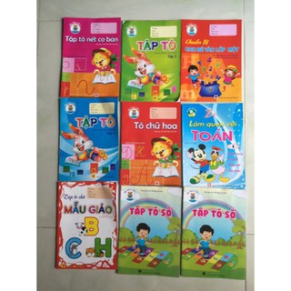 Set 10 Tập Tô Chữ Và Số Học - Tặng 2 Bút Chì Cho Bé.