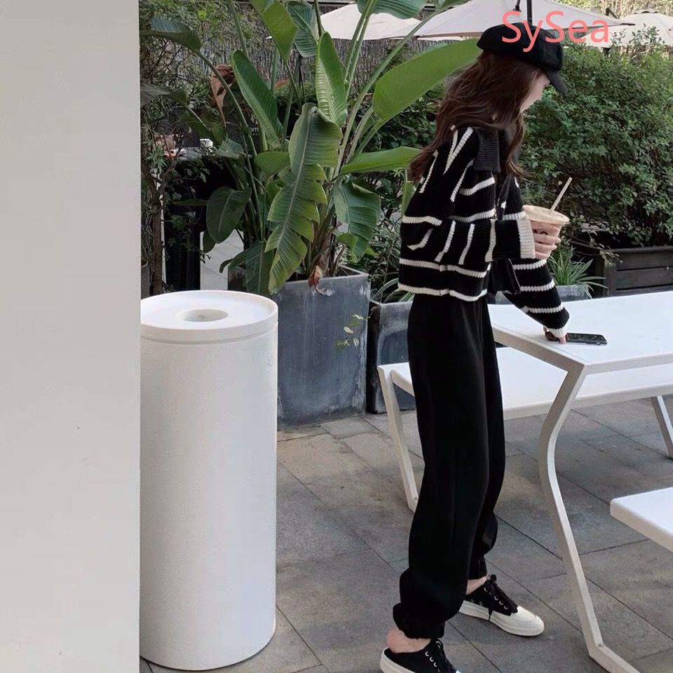 Áo Khoác Cardigan Dệt Kim Tay Dài Hoạ Tiết Kẻ Sọc Phong Cách Retro