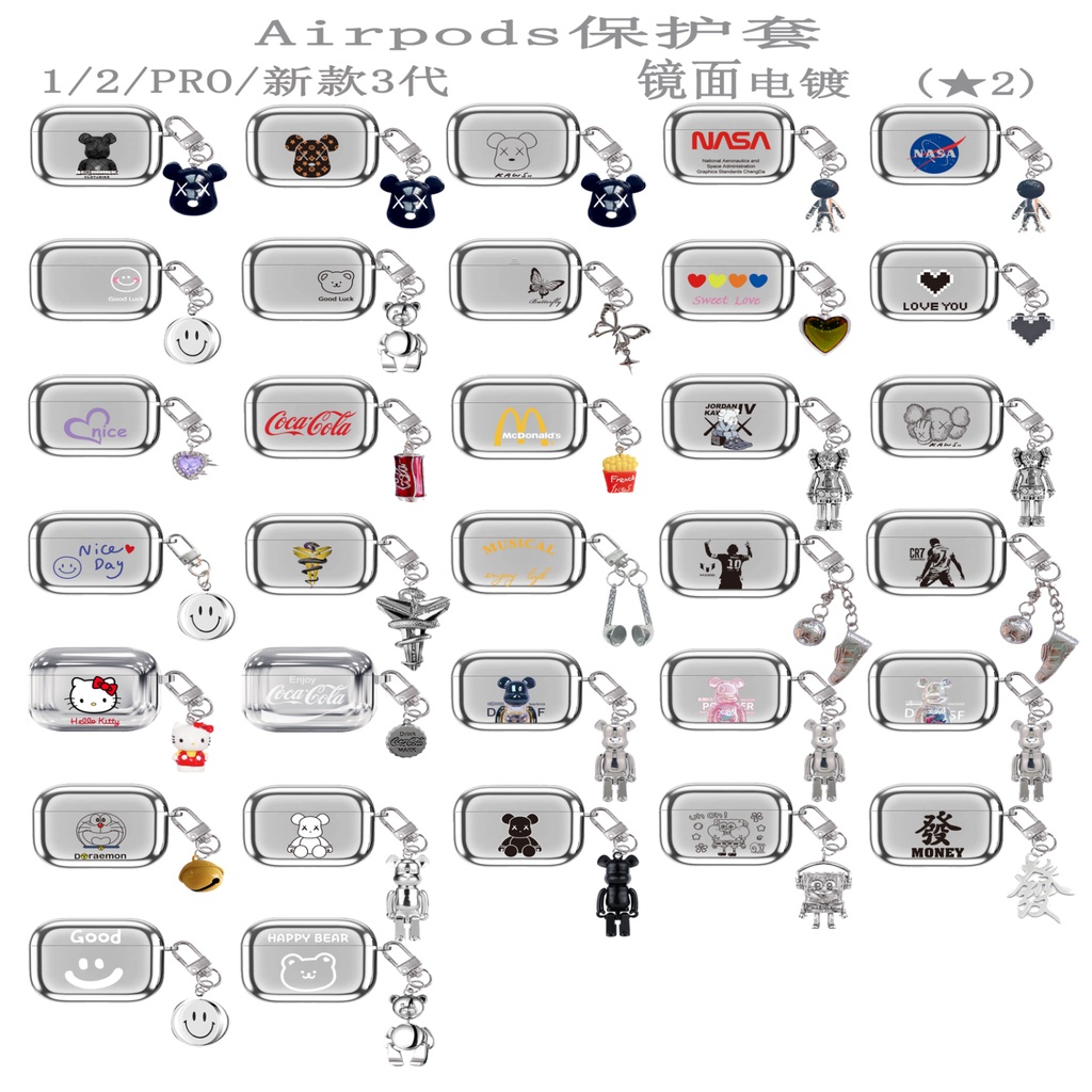 Fashion anime design cover airpods3 airpods1 / 2 pro wireless bluetooth earphone charging box protective case accessories + halterneck necklace