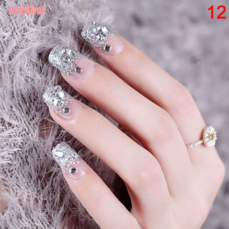 Bộ 24 Móng Tay Giả Trong Suốt Đính Hoa Thời Trang Cho Nữ