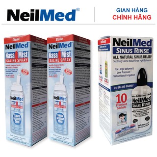Combo NeilMed Protect (1 bộ bình rửa người lớn kèm 10 gói muối + 2 chai xịt rửa mũi phun sương )