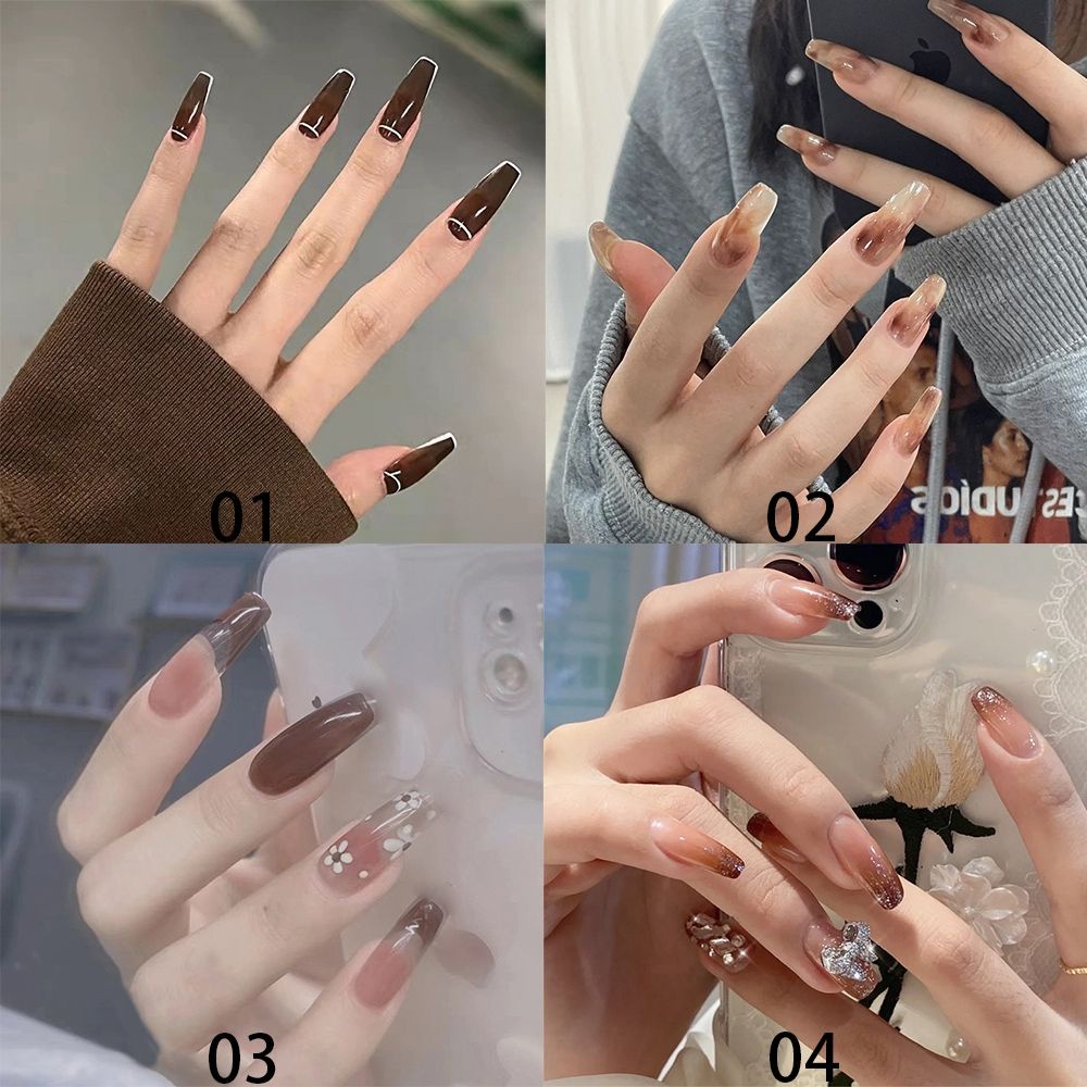 [Hàng mới về] Set 24 móng tay giả có vỏ bọc bảo vệ đầu ngón tay