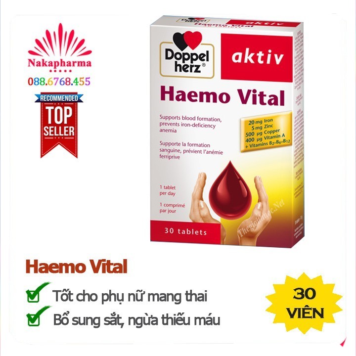 ✅ [CHÍNH HÃNG] Haemo Vital Aktiv Doppelherz – Bổ sung sắt, ngừa thiếu máu do thiếu sắt, tốt cho phụ nữ mang thai