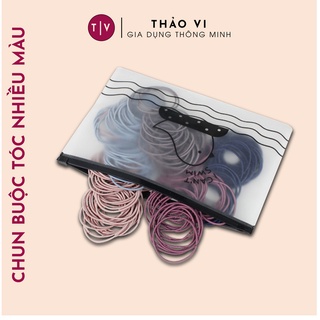 Combo 100 Chun Buộc Tóc, Thun Cột Tóc Trơn Nhiều Màu Cho Bạn Gái