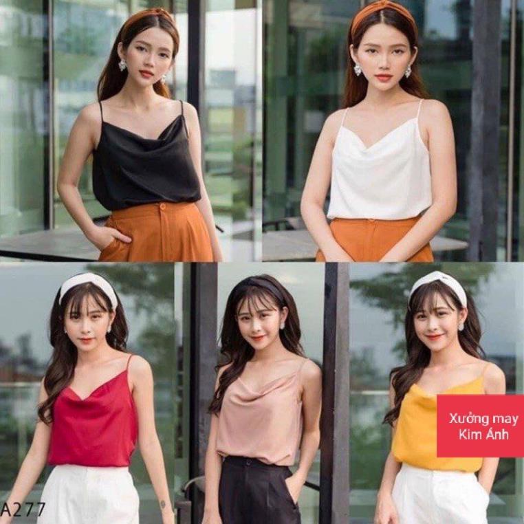 Áo hai dây nữ thiết kế cổ đổ quyến rũ - áo lụa mềm mịn thoáng mát | BigBuy360 - bigbuy360.vn