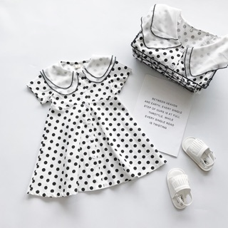 Váy chấm bi đen cổ sen( HÀNG SALE KO ĐỔI TRẢ)