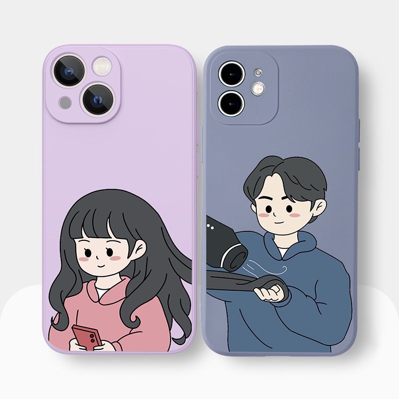 Ốp lưng IPhone cặp đôi sấy tóc cạnh vuông 6/6plus/6s/6splus/7/7plus/8/8plus/x/xr/xs/11/12/13/pro/max/plus/promax BVC873