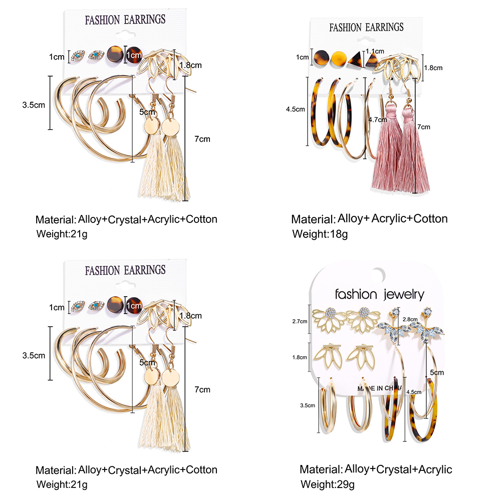 Bộ 6 cặp khuyên tai AY thời trang dành cho nữ