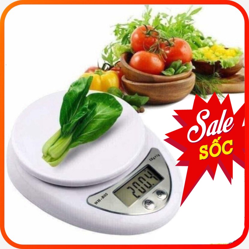 (Tặng 2 Pin) Cân Điện Tử Để Bàn 5KG, Cân Điện Tử Thực Phẩm Nhà Bếp Electronic Kitchen Scale WH - B05 5KG