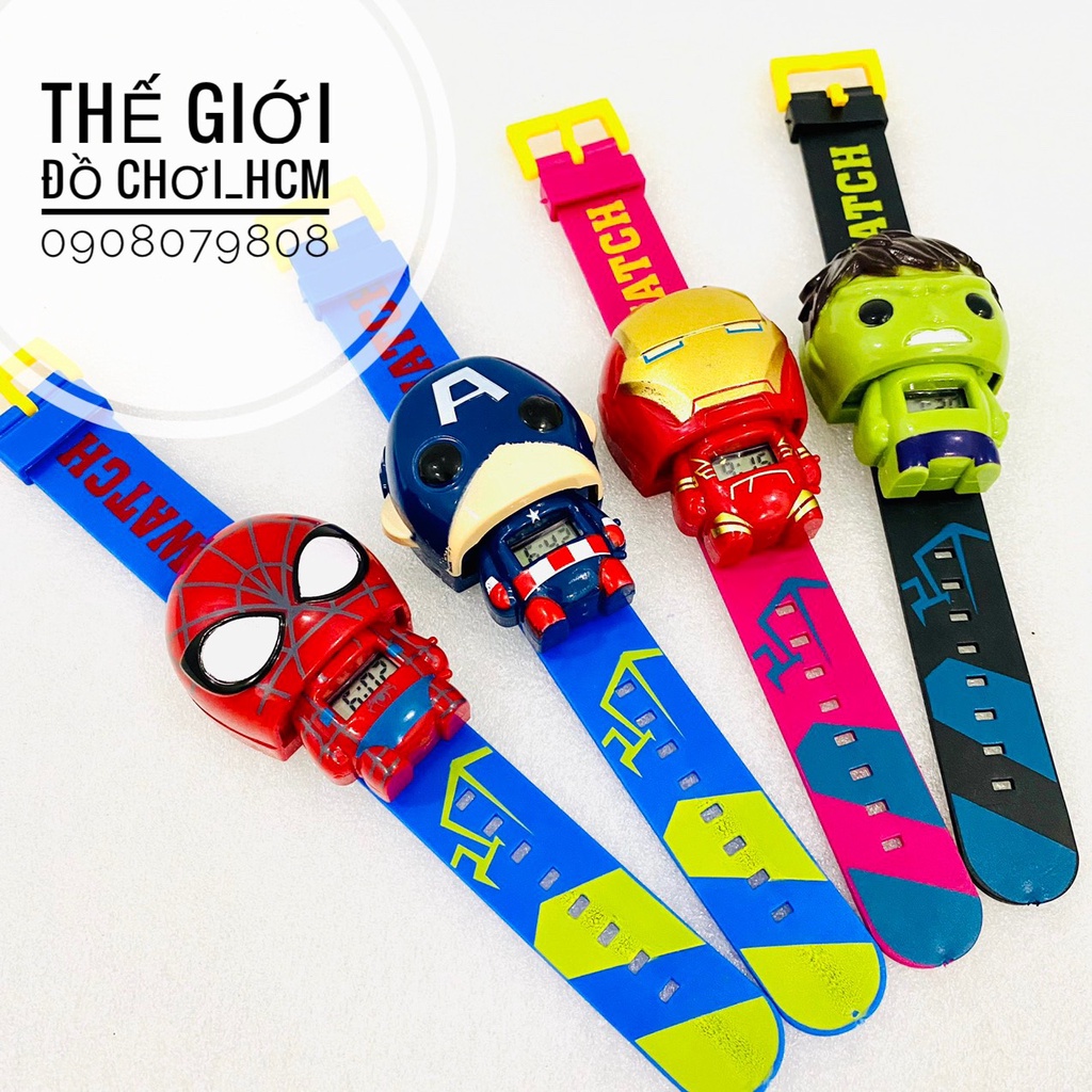 [HOT-NHIỀU MẪU] Đồ chơi đồng hồ đeo tay hình siêu nhân, siêu anh hùng Marvel cho bé thích Spiderman, Ironman… 899A-3