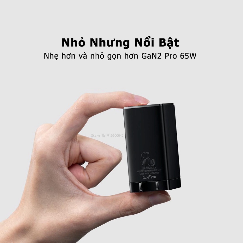 Bộ sạc nhanh Baseus GaN3 Pro 65W Quick Charge 4.0 3.0 PD Nhanh Chaging Cho iPhone điện thoại, máy tính - 12 tháng BH