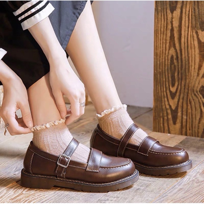 Giày búp bê có quai mori girl vintage đế cao 3cm học sinh lolita ulzzang Nhật Bản - Yannie