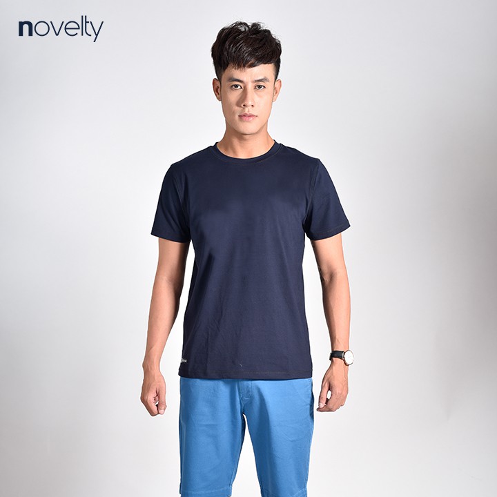 Áo thun nam Novelty cổ tròn màu xanh đen NATMMDNCSR181214N
